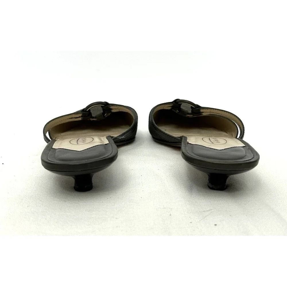 Talbots Pointed-Toe Slip-On Mules Women's 9.5 B Gray Double Strap Kitten Heel